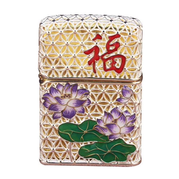 Zippo bọc lưới hoa văn bông sen ZN297