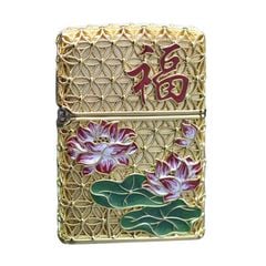 Zippo bọc lưới hoa văn bông sen ZN297