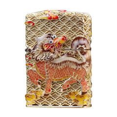 Zippo Bọc Lưới Mạ Vàng Chủ Đề Kỳ Lân Bảo Hộ ZN77