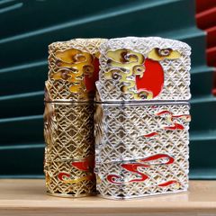 Zippo Bọc Lưới Mạ Vàng Chủ Đề Kỳ Lân Bảo Hộ ZN77