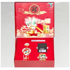 Set Zippo Bọc Lưới Mạ Bạc Múa Sư Tử Như Ý Cát Tường ZN209