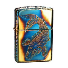 Zippo Armor Màu Đồng Cháy Khắc Chìm Cá Chép May Mắn ZN211