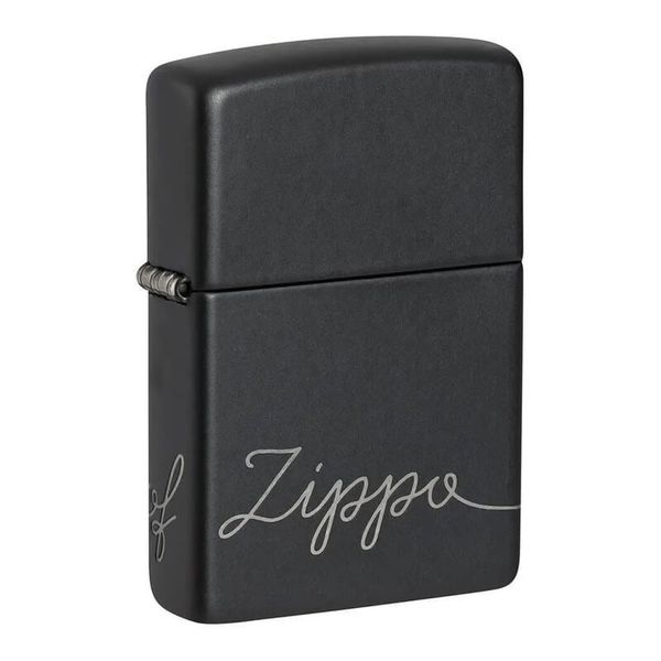Zippo Sơn Đen Khắc Dòng Chữ Windproof Zippo Z42