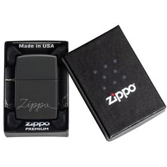 Zippo Sơn Đen Khắc Dòng Chữ Windproof Zippo Z42