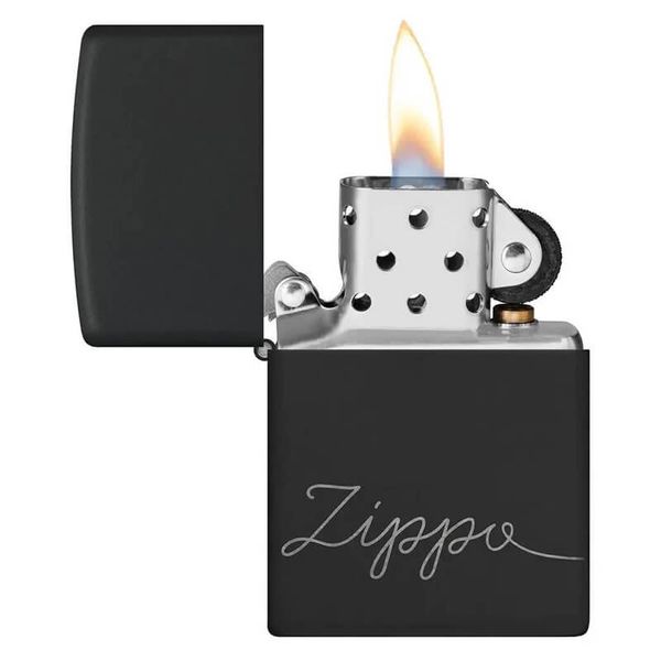Zippo Sơn Đen Khắc Dòng Chữ Windproof Zippo Z42