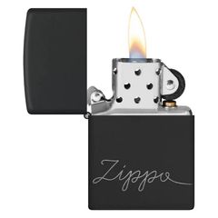 Zippo Sơn Đen Khắc Dòng Chữ Windproof Zippo Z42