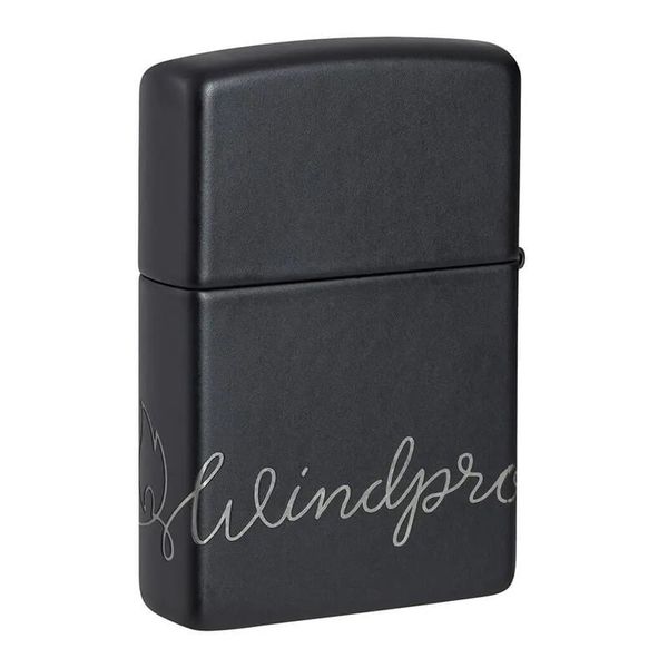 Zippo Sơn Đen Khắc Dòng Chữ Windproof Zippo Z42