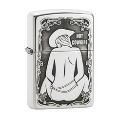 Zippo Bạc Khối Armor Khắc Cô Gái Cao Bồi Hot Cowgirl BK62
