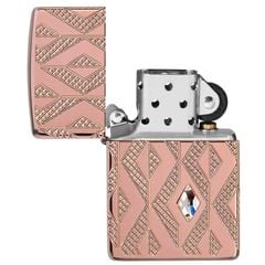 Zippo Armor Khắc Hoa Văn Ốp Kim Cương Geometric Diamond Z19
