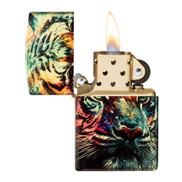 Zippo Tranh Sơn Dầu Chủ Đề Con Hổ Colorful Tiger Design Z164