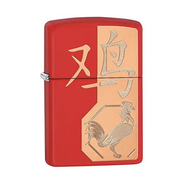 Zippo Sơn Đỏ Chủ Đề Con Giáp Dậu - Gà Z116
