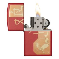 Zippo Sơn Đỏ Chủ Đề Con Giáp Dậu - Gà Z116