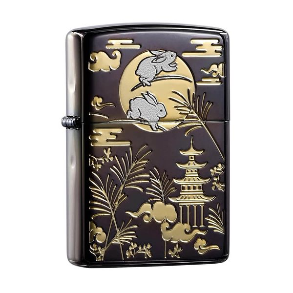 Zippo Bản Giới Hạn Khắc Tranh Mạ Vàng Thỏ Ngọc Dưới Trăng ZN165