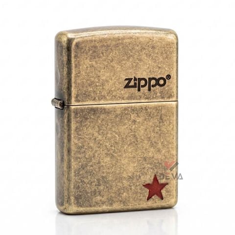 Zippo Bạc Bụi Khắc Ngôi Sao Đỏ ZK85