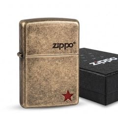Zippo Bạc Bụi Khắc Ngôi Sao Đỏ ZK85