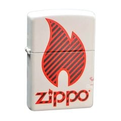 Zippo Sơn Trắng In Logo Ngọn Lửa Zippo Motif Z103