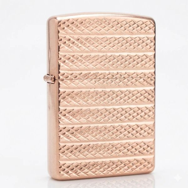 Zippo vàng hồng kẻ vân nổi ZN284