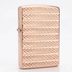 Zippo vàng hồng kẻ vân nổi ZN284