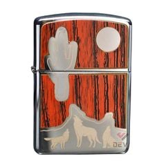 Zippo Armor Ốp Gỗ Chủ Đề Chó Sói Hú Trăng Bản Giới Hạn ZN347