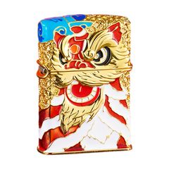 Zippo Bọc Lưới Mạ Vàng Đầu Lân Sư Rồng Cầu Tài Lộc ZN147