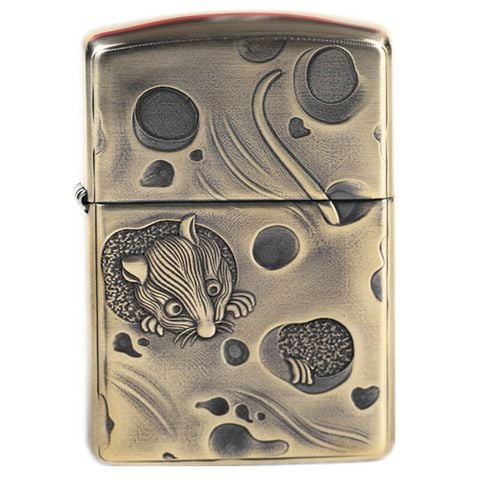 Zippo Amror Khắc Chủ Đề Chuột và Pho Mát Mouse And Cheese ZD75