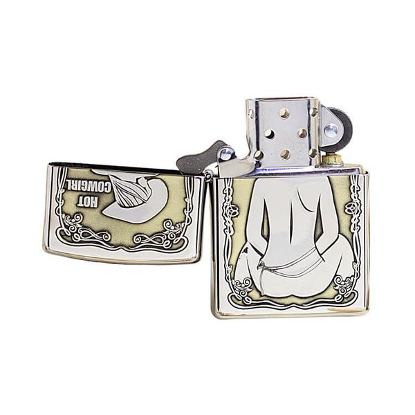 Zippo Khắc Hình Cô Gái Cao Bồi ZK120