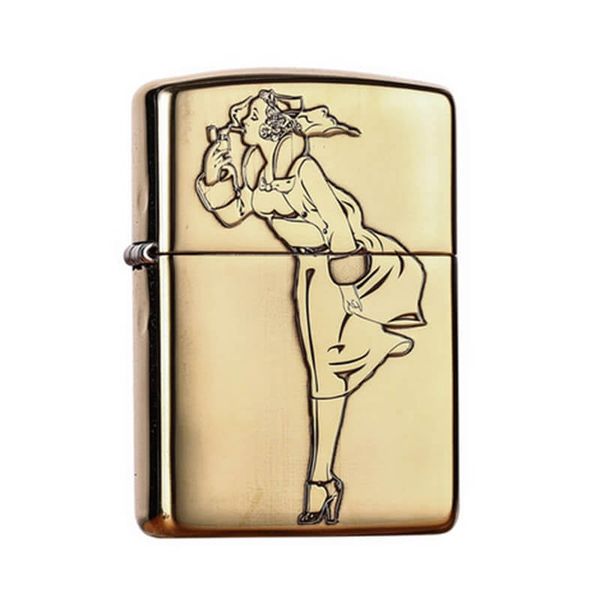 Zippo Khắc Nổi Cô Gái Chống Gió Windproof ZN95