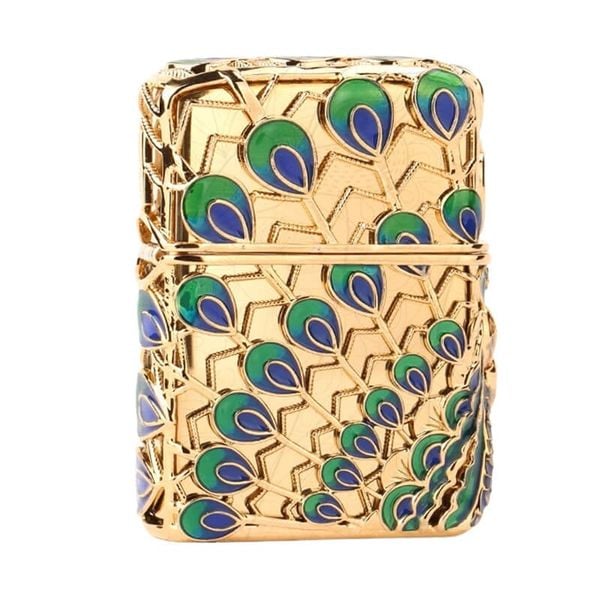 Zippo Bọc Vàng Chủ Đề Khổng Tước Phú Quý ZN359