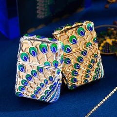 Zippo Bọc Vàng Chủ Đề Khổng Tước Phú Quý ZN359