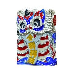 Zippo Bọc Lưới Mạ Vàng Đầu Sư Tử Nhả Chữ Tài Lộc ZN163