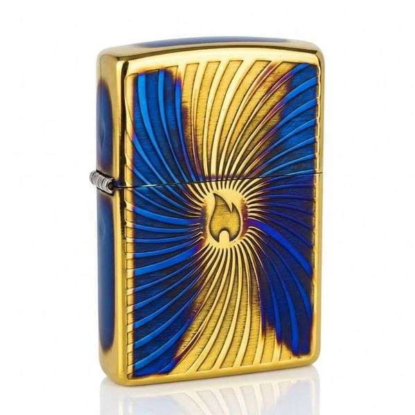 Zippo Đồng Cháy Khắc Nổi Vòng Xoáy Logo Zippo ZN305