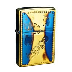 Zippo Đồng Cháy Khắc Chìm Logo Và Ngọn Lửa Zippo ZN314