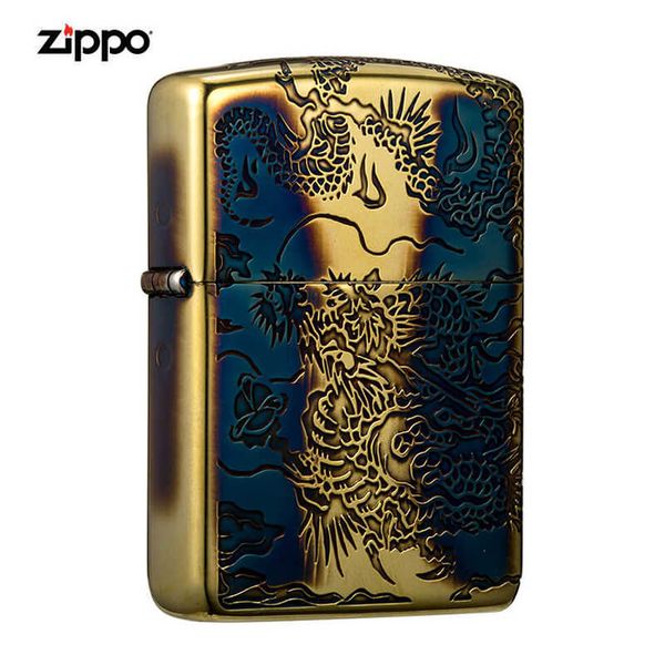 Zippo Armor Đồng Cháy Khắc Rồng Bay Lượn ZN09