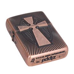 Zippo Armor Đồng Cổ Khắc Sâu Cây Thánh Giá Z377