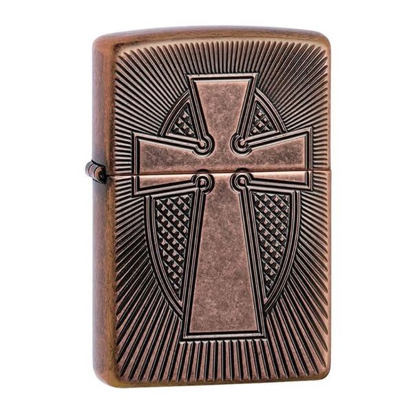 Zippo Armor Đồng Cổ Khắc Sâu Cây Thánh Giá Z377
