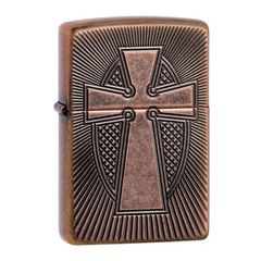Zippo Armor Đồng Cổ Khắc Sâu Cây Thánh Giá Z377