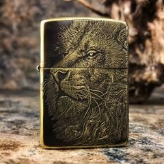 Set Zippo Armor Khắc Nổi Sư Tử 3D ZD62