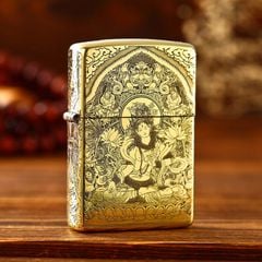 Zippo Khắc Đức Phật Bạch Độ Mẫu Tara Trắng ZN28