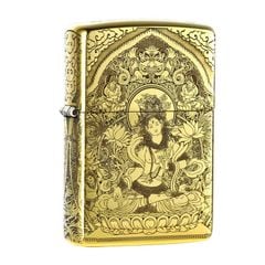 Zippo Khắc Đức Phật Bạch Độ Mẫu Tara Trắng ZN28