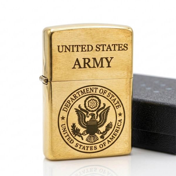 Zippo Vàng Khắc CNC Logo Bộ Ngoại Giao Hoa Kỳ ZK170