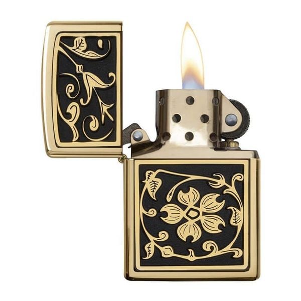 Zippo ốp emblem hoa văn dày Z272