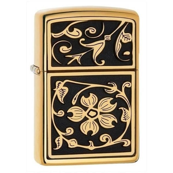 Zippo ốp emblem hoa văn dày Z272