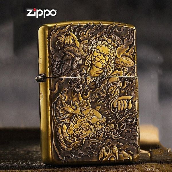 Set Zippo Armor Khắc Nổi 3D Thần vs Rồng ZD71