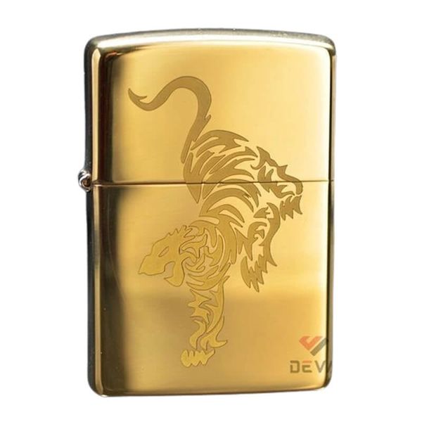 Zippo Vàng Khắc Hình Hổ Cách Điệu ZK59