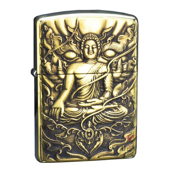 Zippo Armor Khắc Hình  Đức Phật Như Lai Ngự Đài Sen ZD40