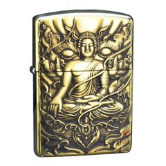 Zippo Armor Khắc Hình  Đức Phật Như Lai Ngự Đài Sen ZD40