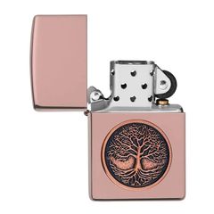 Tìm Zippo Vàng Hồng Ốp Emblem Cây Sự Sống Tree Of Life Z152