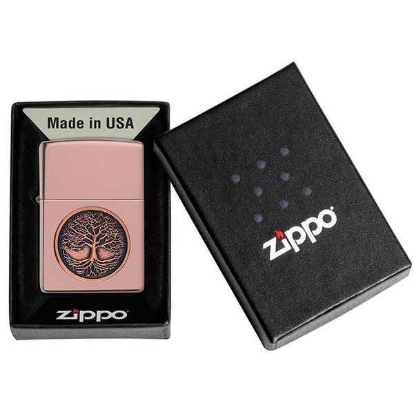 Tìm Zippo Vàng Hồng Ốp Emblem Cây Sự Sống Tree Of Life Z152