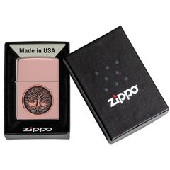 Tìm Zippo Vàng Hồng Ốp Emblem Cây Sự Sống Tree Of Life Z152