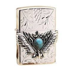 Zippo mạ vàng hoa văn chìm ốp Emblem Cổ Ngọc ZN318